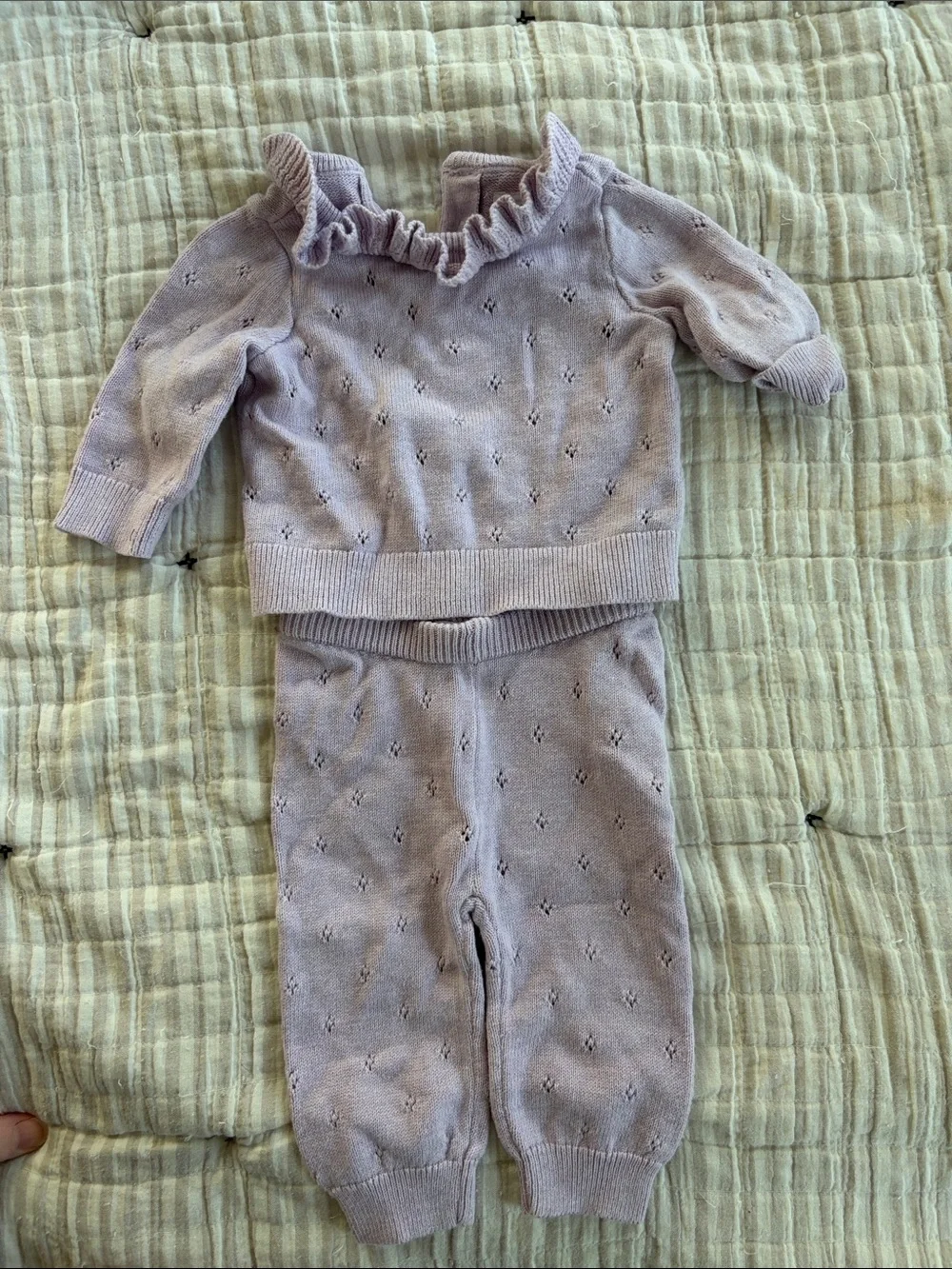 GAP Lilac Knit Ruffle Sweater & Jogger Set